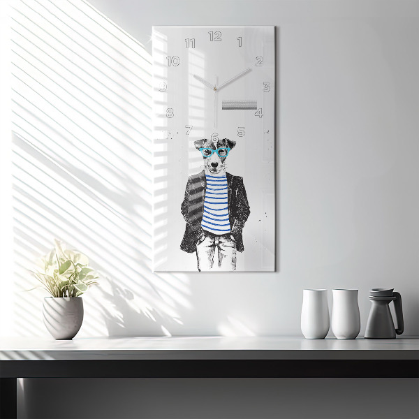 Reloj de cristal vertical Perro en cuerpo humano - espejomat.es