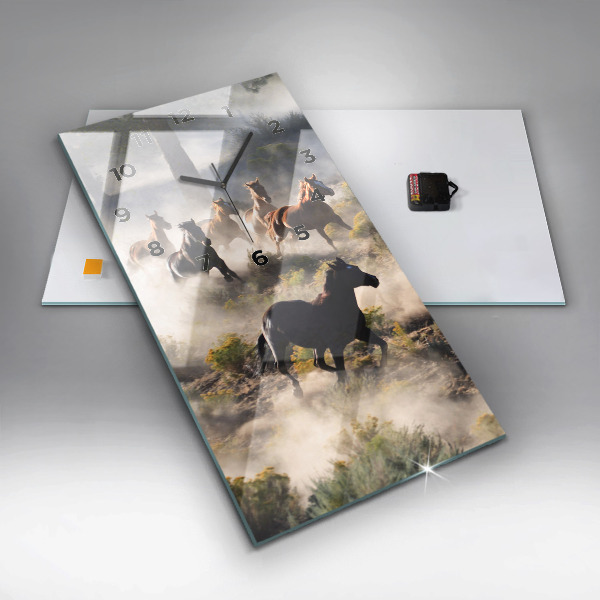 Reloj vertical Manada de caballos a toda velocidad - espejomat.es