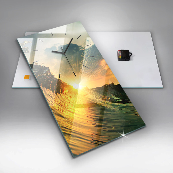 Reloj vertical Ola perspectiva Puesta de sol - espejomat.es