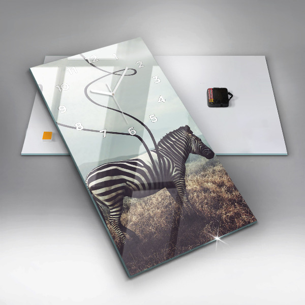 Reloj de vidrio vertical Cebra - Abstracción - espejomat.es