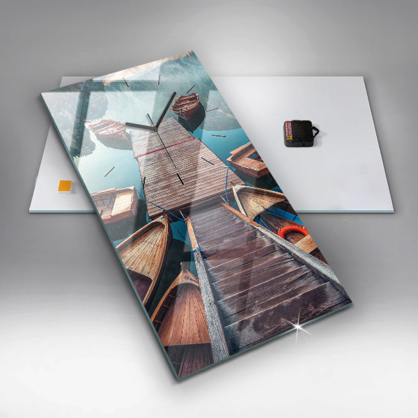 Reloj de vidrio vertical Plataforma y lago - espejomat.es