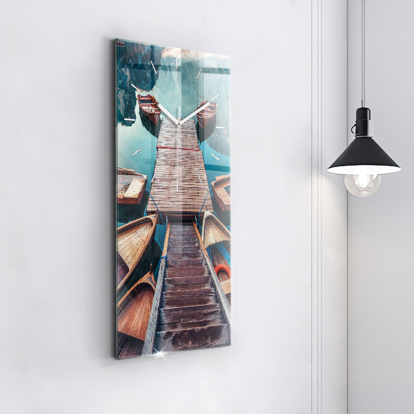 Reloj de vidrio vertical Plataforma y lago - espejomat.es