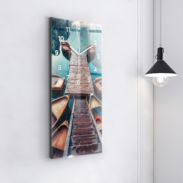 Reloj de vidrio vertical Plataforma y lago - espejomat.es