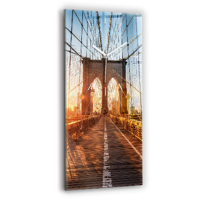 Reloj de cristal vertical Puente de Brooklyn NYC - espejomat.es