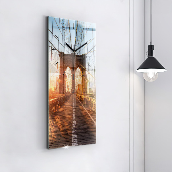Reloj de cristal vertical Puente de Brooklyn NYC - espejomat.es