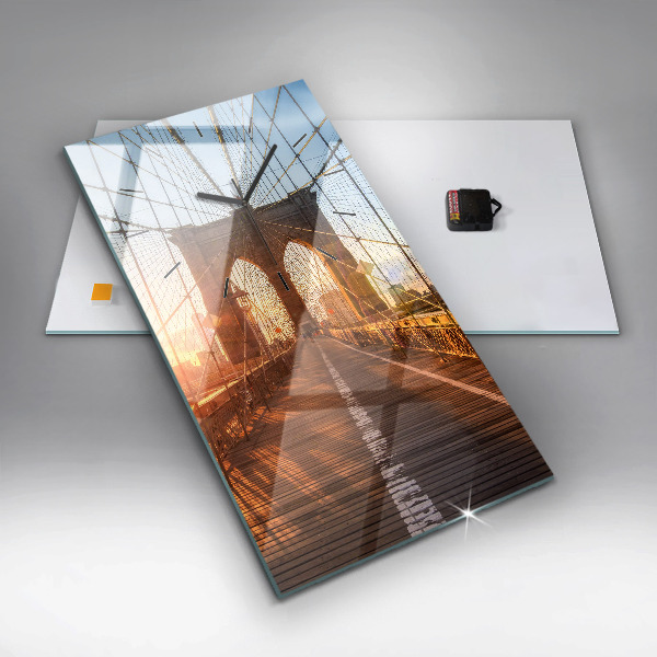 Reloj de cristal vertical Puente de Brooklyn NYC - espejomat.es