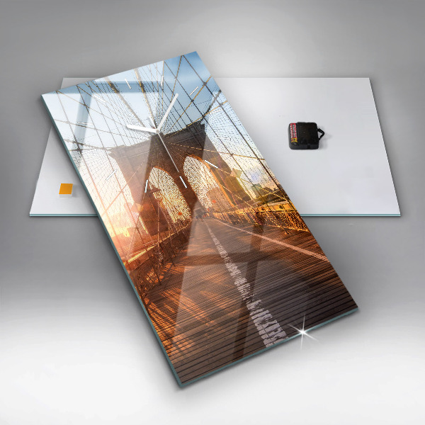 Reloj de cristal vertical Puente de Brooklyn NYC - espejomat.es