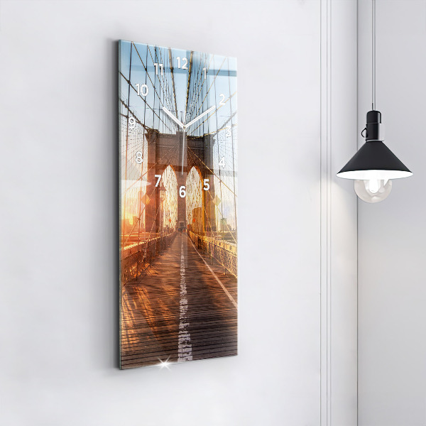 Reloj de cristal vertical Puente de Brooklyn NYC - espejomat.es