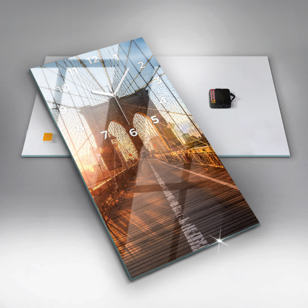 Reloj de cristal vertical Puente de Brooklyn NYC - espejomat.es