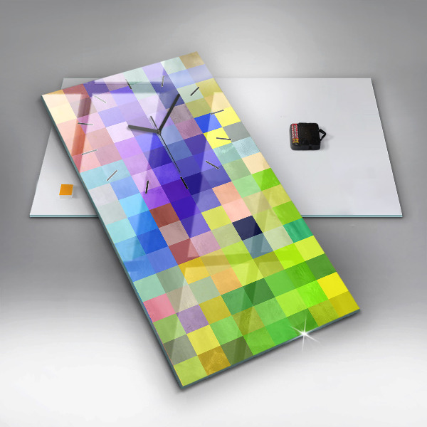 Reloj de vidrio vertical Composición de cuadrados - espejomat.es