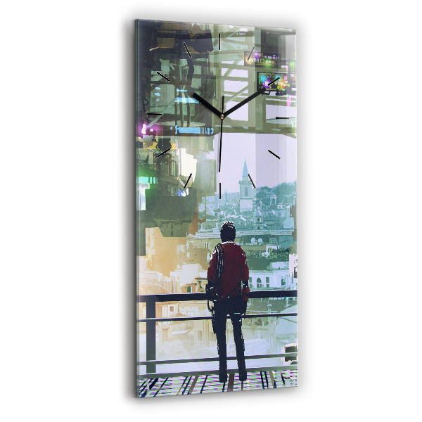 Reloj de cristal vertical Ciberpunk - espejomat.es