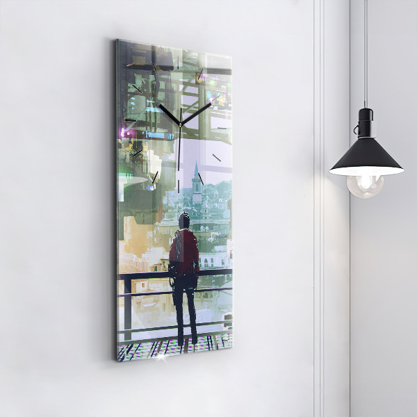 Reloj de cristal vertical Ciberpunk - espejomat.es