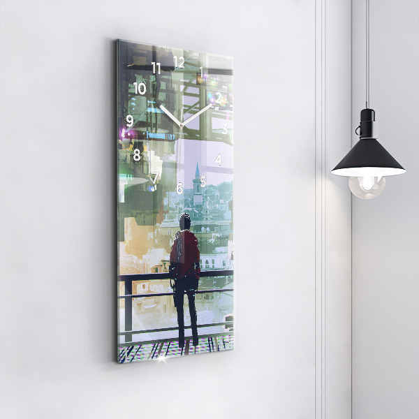 Reloj de cristal vertical Ciberpunk - espejomat.es