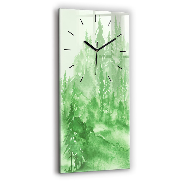 Reloj de cristal vertical Pintura de un bosque verde - espejomat.es