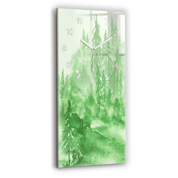 Reloj de cristal vertical Pintura de un bosque verde - espejomat.es