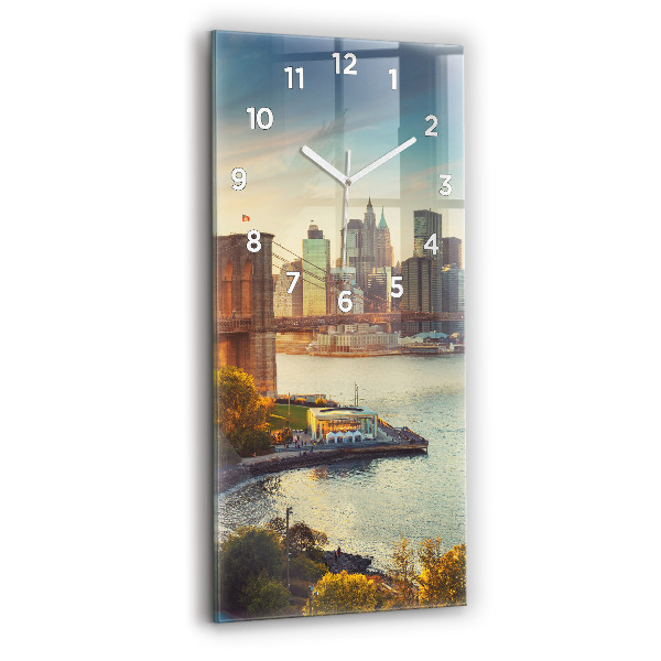 Reloj de vidrio vertical Nueva York Manhattan - espejomat.es