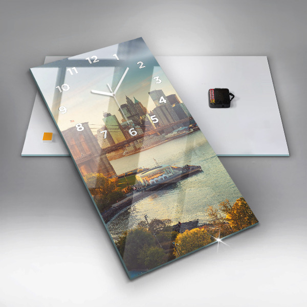 Reloj de vidrio vertical Nueva York Manhattan - espejomat.es