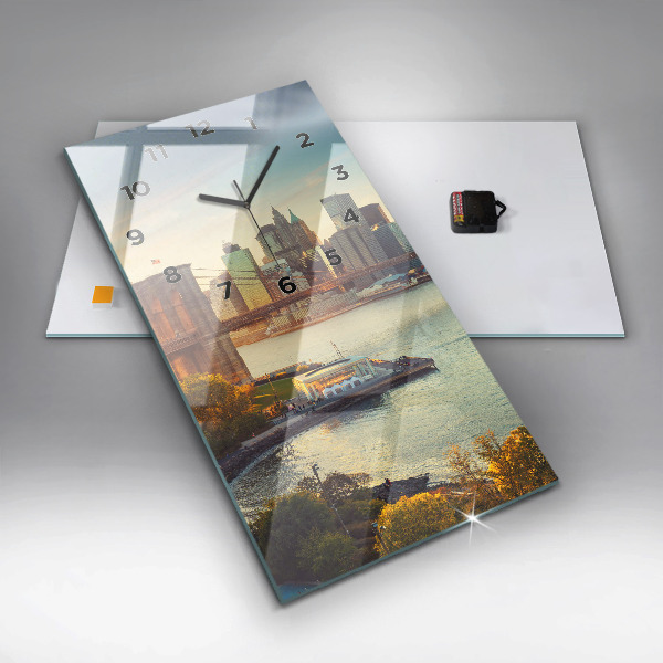 Reloj de vidrio vertical Nueva York Manhattan - espejomat.es