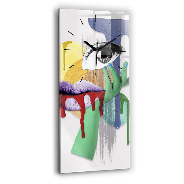 Reloj de vidrio vertical Collage surrealista - espejomat.es