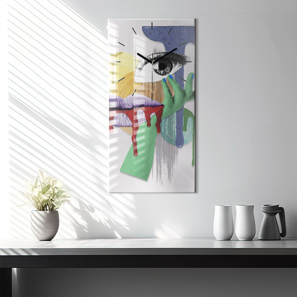 Reloj de vidrio vertical Collage surrealista - espejomat.es