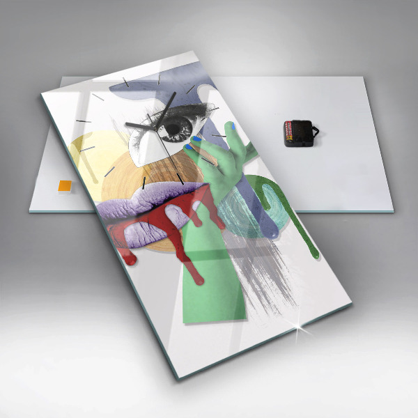 Reloj de vidrio vertical Collage surrealista - espejomat.es