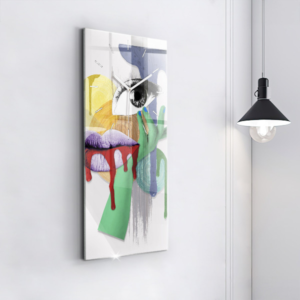 Reloj de vidrio vertical Collage surrealista - espejomat.es