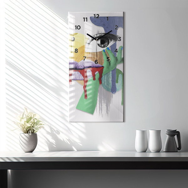 Reloj de vidrio vertical Collage surrealista - espejomat.es