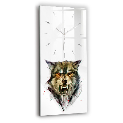 Reloj de vidrio vertical Retrato dibujado de un lobo - espejomat.es