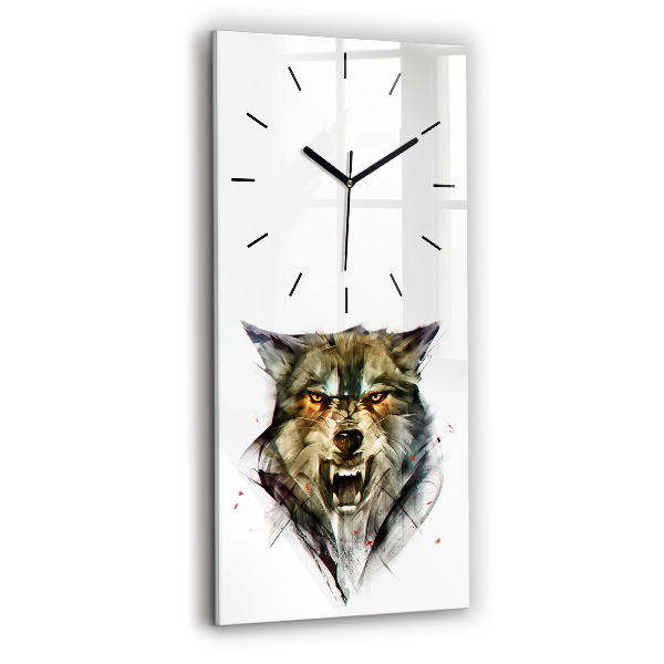 Reloj de vidrio vertical Retrato dibujado de un lobo - espejomat.es