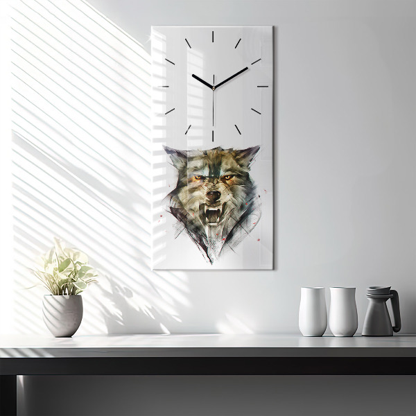 Reloj de vidrio vertical Retrato dibujado de un lobo - espejomat.es