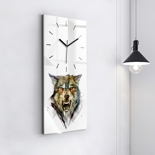 Reloj de vidrio vertical Retrato dibujado de un lobo - espejomat.es