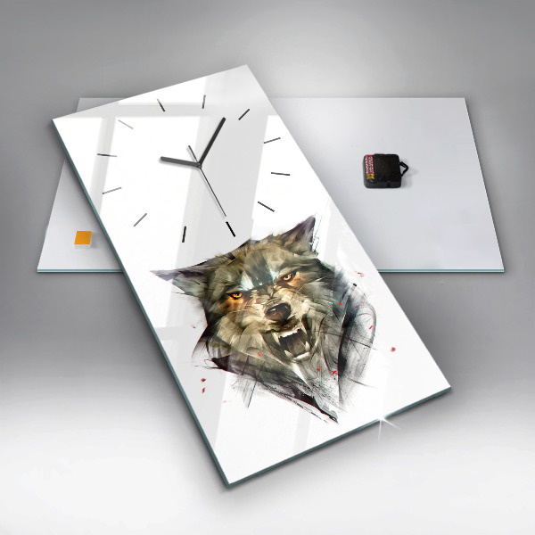 Reloj de vidrio vertical Retrato dibujado de un lobo - espejomat.es