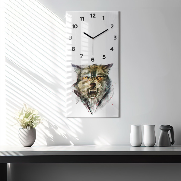 Reloj de vidrio vertical Retrato dibujado de un lobo - espejomat.es