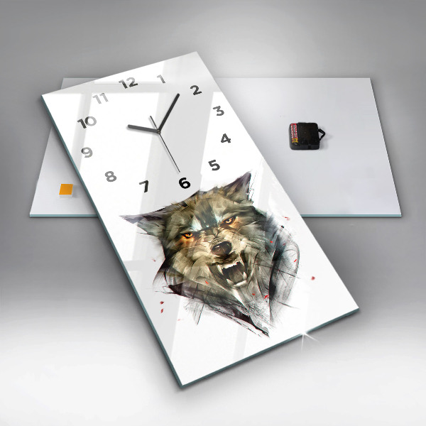 Reloj de vidrio vertical Retrato dibujado de un lobo - espejomat.es