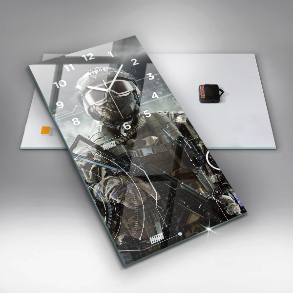 Reloj de cristal vertical Soldado con pistola - espejomat.es