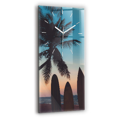 Reloj de cristal vertical Surf en la playa - espejomat.es