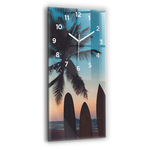 Reloj de cristal vertical Surf en la playa - espejomat.es