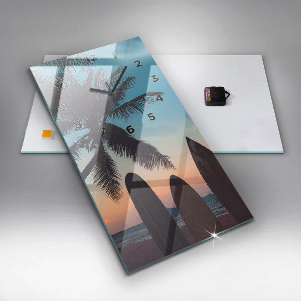 Reloj de cristal vertical Surf en la playa - espejomat.es