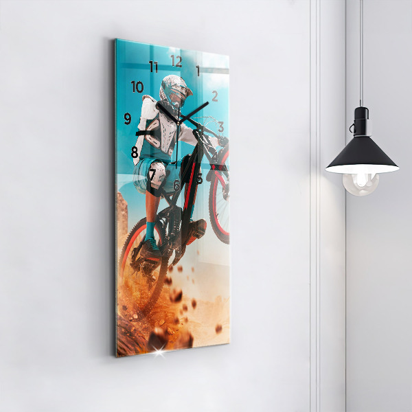 Reloj de vidrio vertical Stuntman y adrenalina - espejomat.es