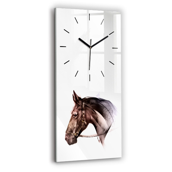 Reloj de vidrio vertical Perfil pintado de un caballo - espejomat.es