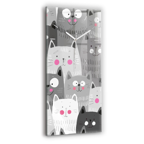 Reloj de cristal vertical Patrón con gatos - espejomat.es