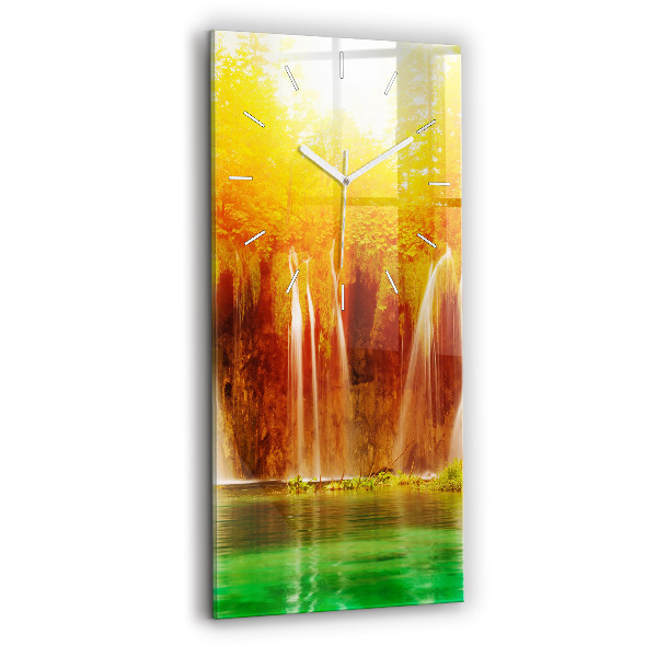Reloj de vidrio vertical Vista de una cascada - espejomat.es