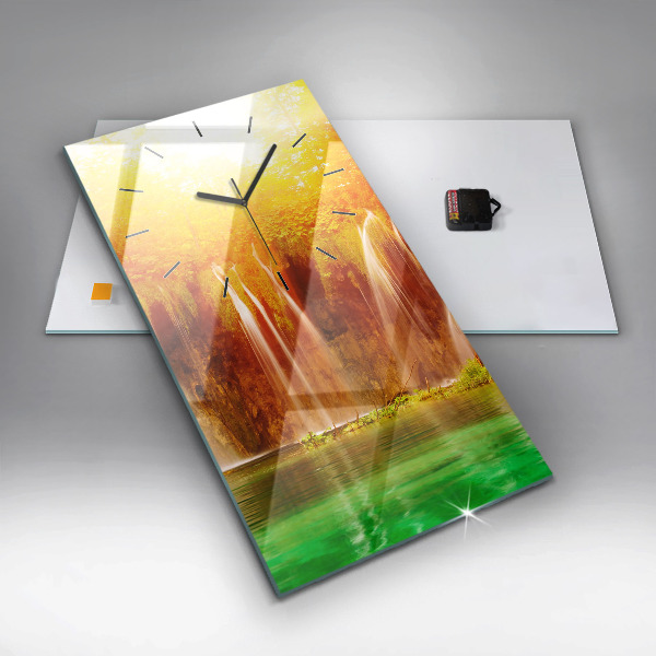 Reloj de vidrio vertical Vista de una cascada - espejomat.es