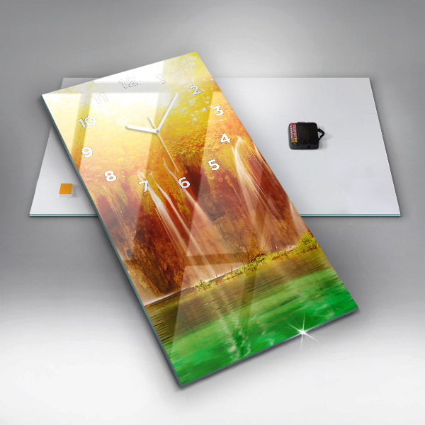 Reloj de vidrio vertical Vista de una cascada - espejomat.es