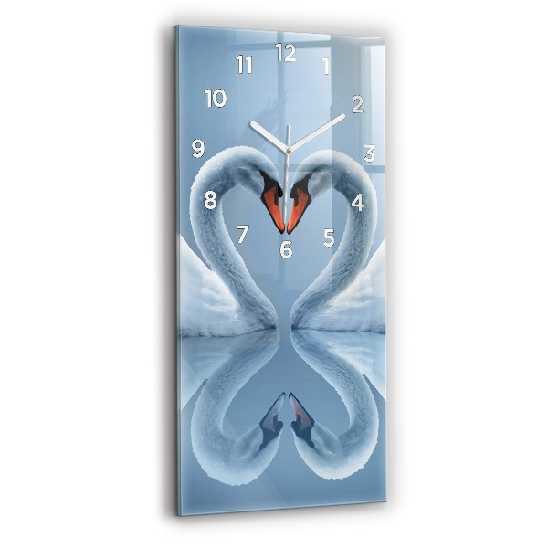 Reloj de vidrio vertical Cisnes en el corazón - espejomat.es