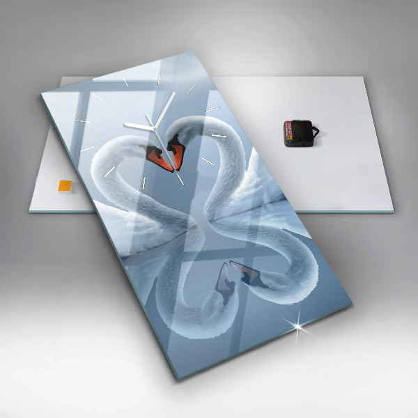 Reloj de vidrio vertical Cisnes en el corazón - espejomat.es