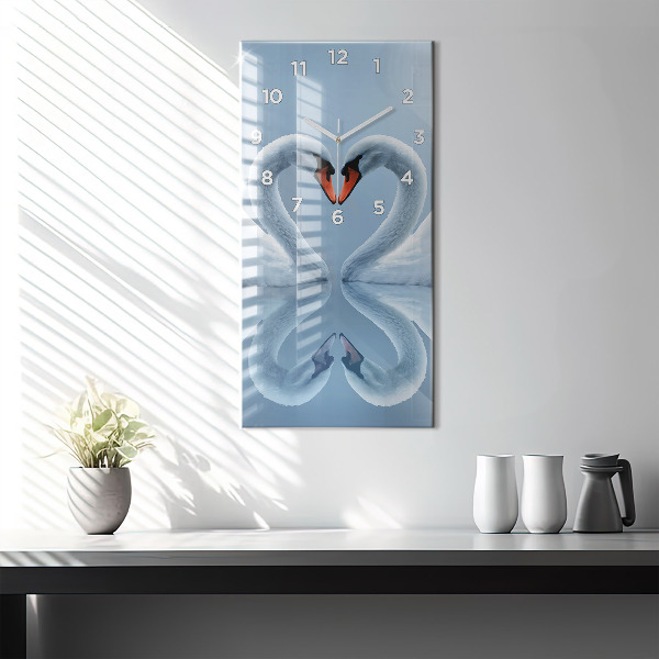 Reloj de vidrio vertical Cisnes en el corazón - espejomat.es