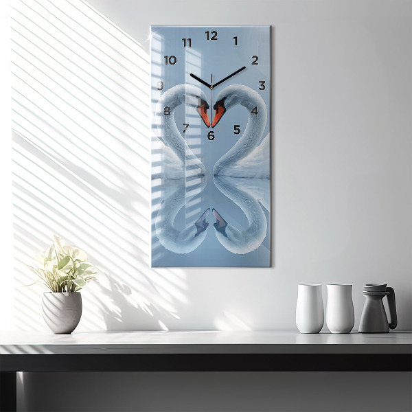 Reloj de vidrio vertical Cisnes en el corazón - espejomat.es
