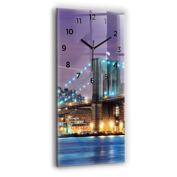 Reloj de vidrio vertical Puente de Brooklyn y East River - espejomat.es