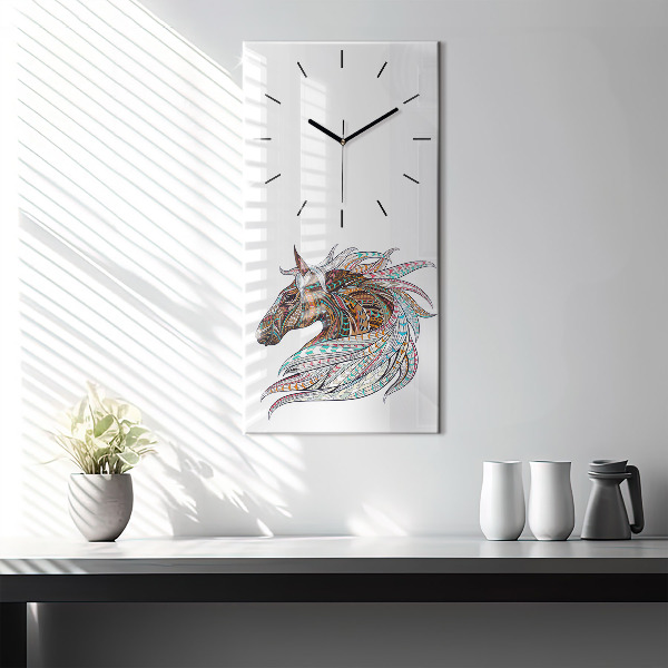 Reloj de vidrio vertical Ilustración de un caballo - espejomat.es
